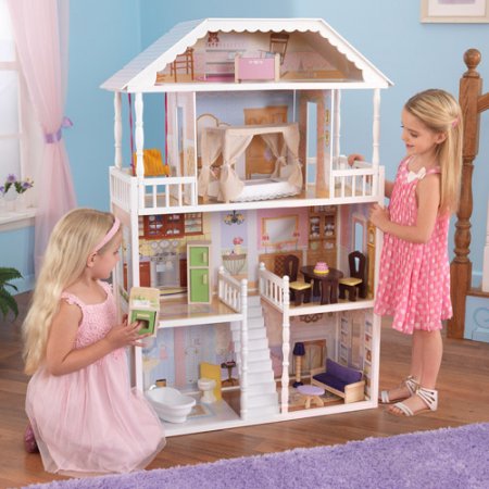 KidKraft Savannah Wooden Dollhouse With 13 Pieces of Furniture บ้านตุ๊กตาหลังใหญ่ สไตล์หรูคลาสสิค วัสดุเป็นไม้อัดทั้งหลัง นำเข้าจากอเมริกา
