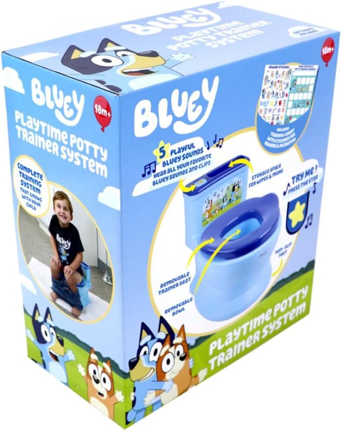 🚽 “ฝึกเข้าห้องน้ำสนุกๆ กับ Bluey Playtime Floor Potty Trainer นำเข้า 🇺🇸 พร้อมเสียงเชียร์ ช่วยให้หนูน้อยมั่นใจทุกก้าว ราคา 2,590 บาท 🧻