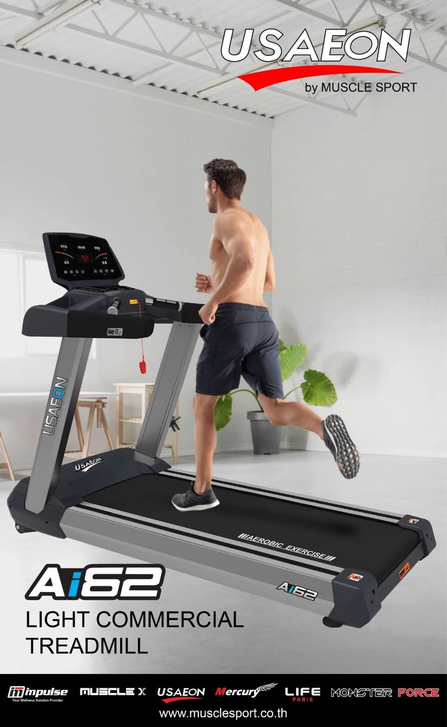 ลู่วิ่งไฟฟ้าฟิตเนส USAeon รุ่น Ai62 Motor 5 AC