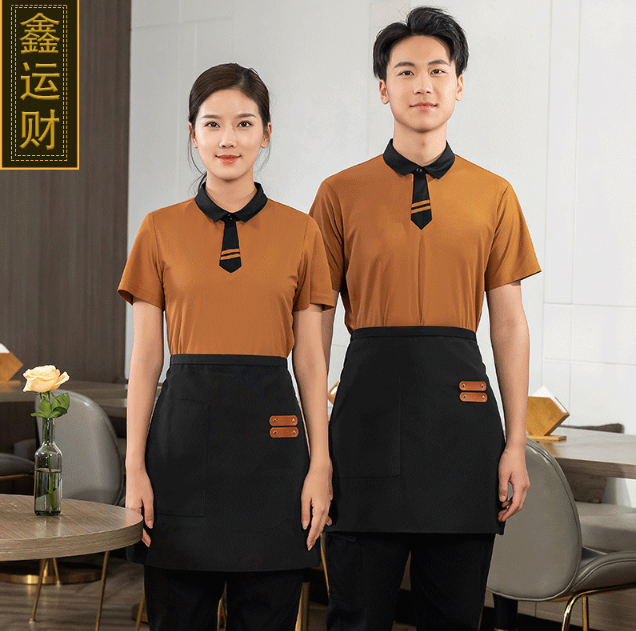 เสื้อฟอร์มพนักงานร้านอาหารกาแฟโรงแรม แขนสั้น สีภาพ M-6XL F6706003 เสื้อ ** ขั้นต่ำ 2 ตัว