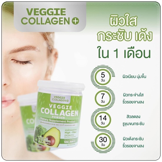 เจ้นผัก Veggie Collagen คอลลาเจนผัก (โปร 1 แถม 1)