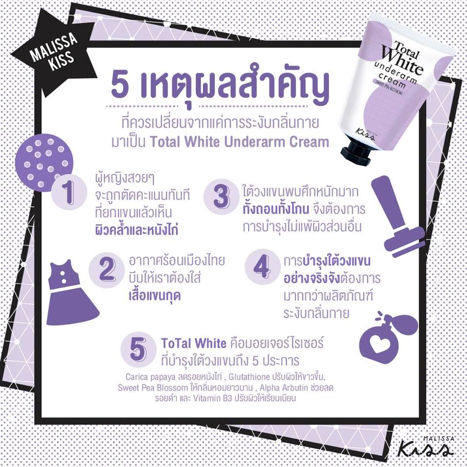 Malissa K.I.S.S Total White Underarm Cream ครีมทารักแร้ขาว