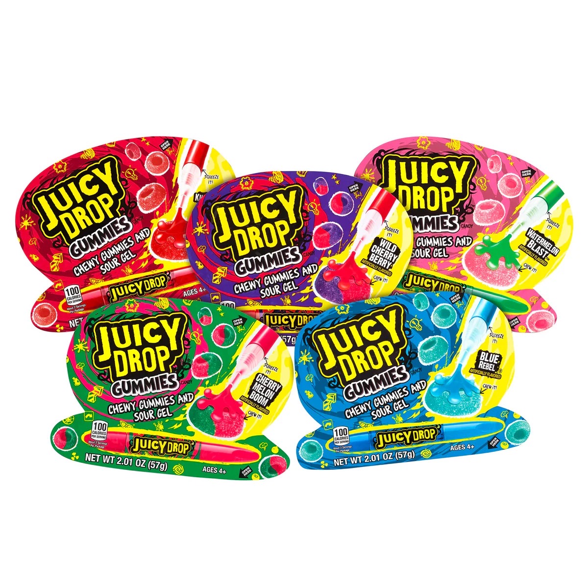 New กัมมี่ยอดฮิต นำเข้า🇺🇸 Juicy Drop Gummies - เยลลี่กัมมี่รสหวานและเปรี้ยวพร้อมปากกาเจล - 2.01 ออนซ์ ราคา 170 บาท/ซอง