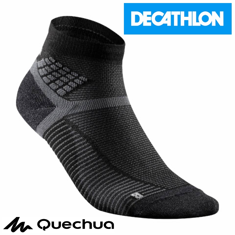 ถุงเท้าเดินป่า QUECHUA : HIKE500 BLACK DECATHLON