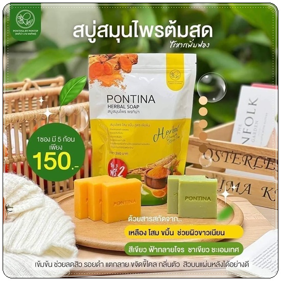 สบู่สมุนไพรพรทิน่า Pontina Herbal Soap