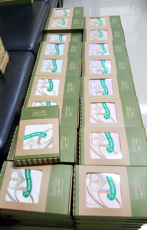 ผ้าขนหนูใยไผ่ปักโลโก้บริษัท PCS=Nissin