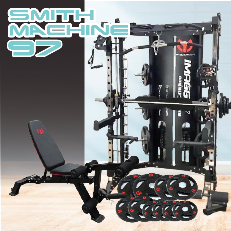 Smith Machine IMAGG 97 + ม้านั่ง819A + แผ่นน้ำหนัก50kg, สมิทแมชชีน
