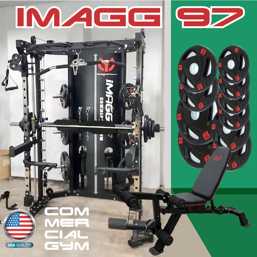 Smith Machine IMAGG 97 + ม้านั่ง819A + แผ่นน้ำหนัก50kg, สมิทแมชชีน
