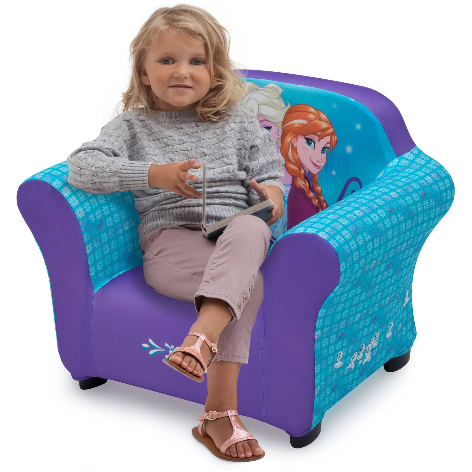 Disney Frozen Kids Upholstered Chair with Sculpted Plastic Frame by Delta Children