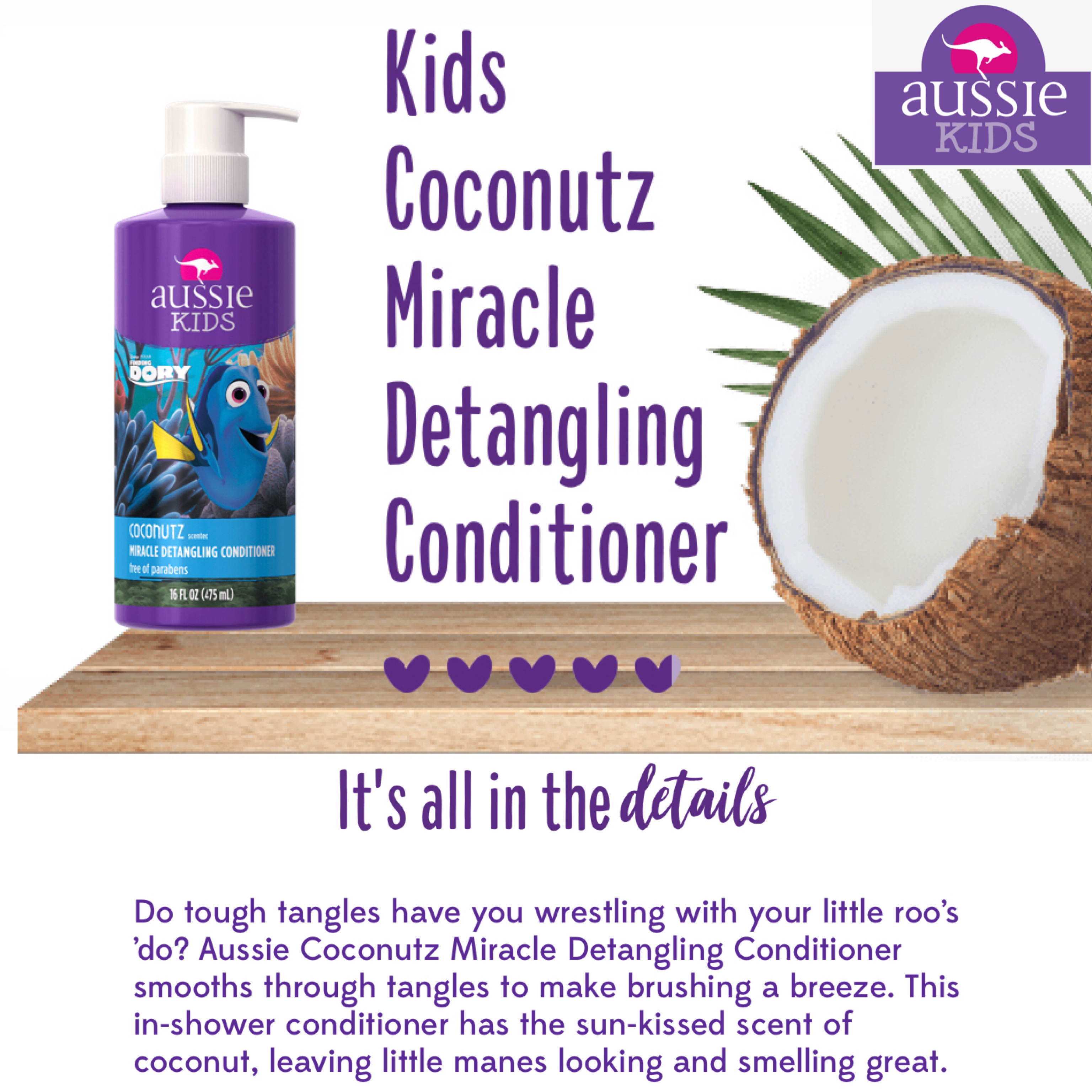 ครีมนวดผม Aussie Kids Finding Dory Coconutz Conditioner, 16oz