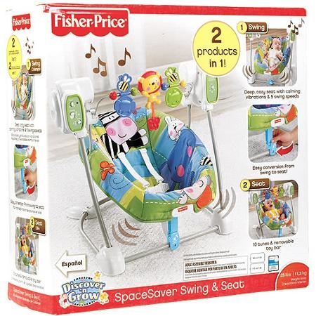เปลเด็ก เปลโยก และ เปลสั่น Fisher-Price Space Saver Swing and Seat, Discover'N Grow เปลโยกสั่นได้ ปรับเป็นเปลสวิงได้ พร้อมของเล่น