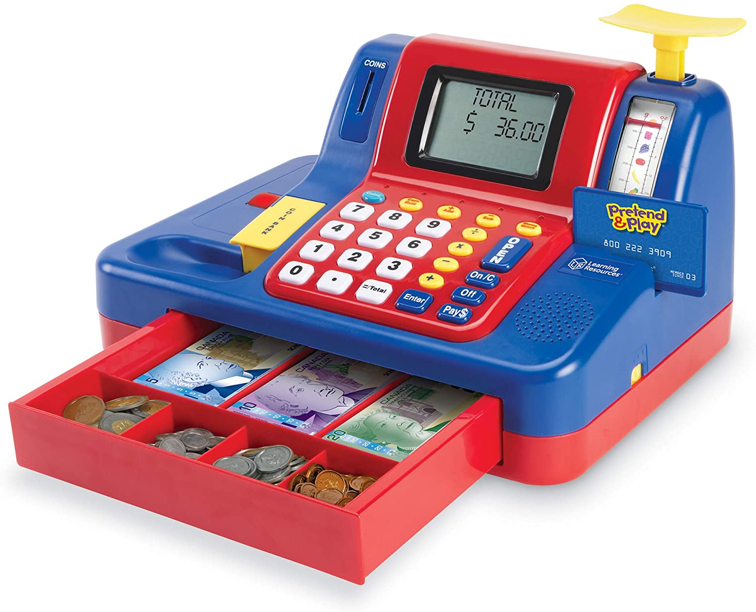 แคชเชียร์ สอนคณิตศาสตรพูดได้ สื่อการสอนเชิงบูรณาการ พร้อมอุปกรณ์ 73 ชิ้นในเซ็ท Learning Resources Pretend & Play Teaching Cash Register, Talking Register, Counting Activities, Money Management, 73 Piece Set, Ages 5+