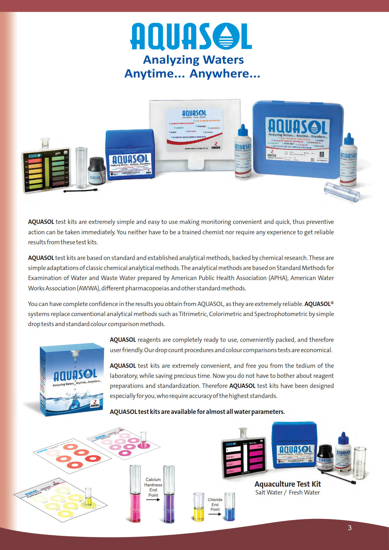 Aquasol รุ่น AE-OZ3(H)ชุดทดสอบคุณภาพน้ำโอโซน , Water test kits for Ozone Test Kit Meas.range : 0.25 - 5.0 ppm(mg/l) , 100test