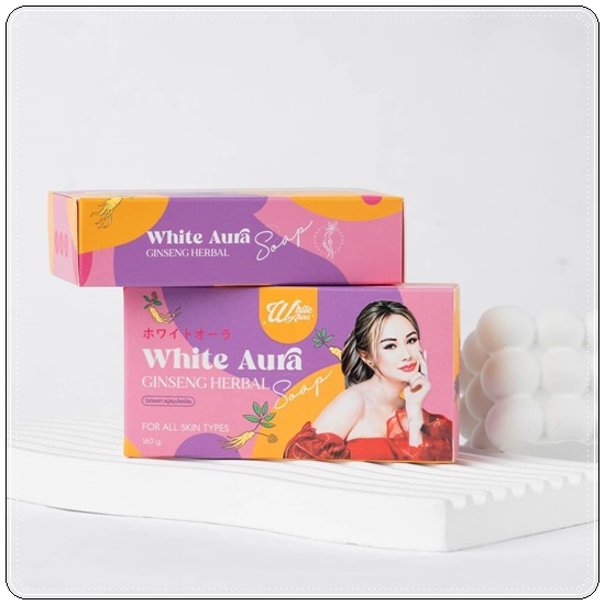 สบู่โสมไวท์ออร่า สูตร2 White Aura Ginseng Herbal Soap