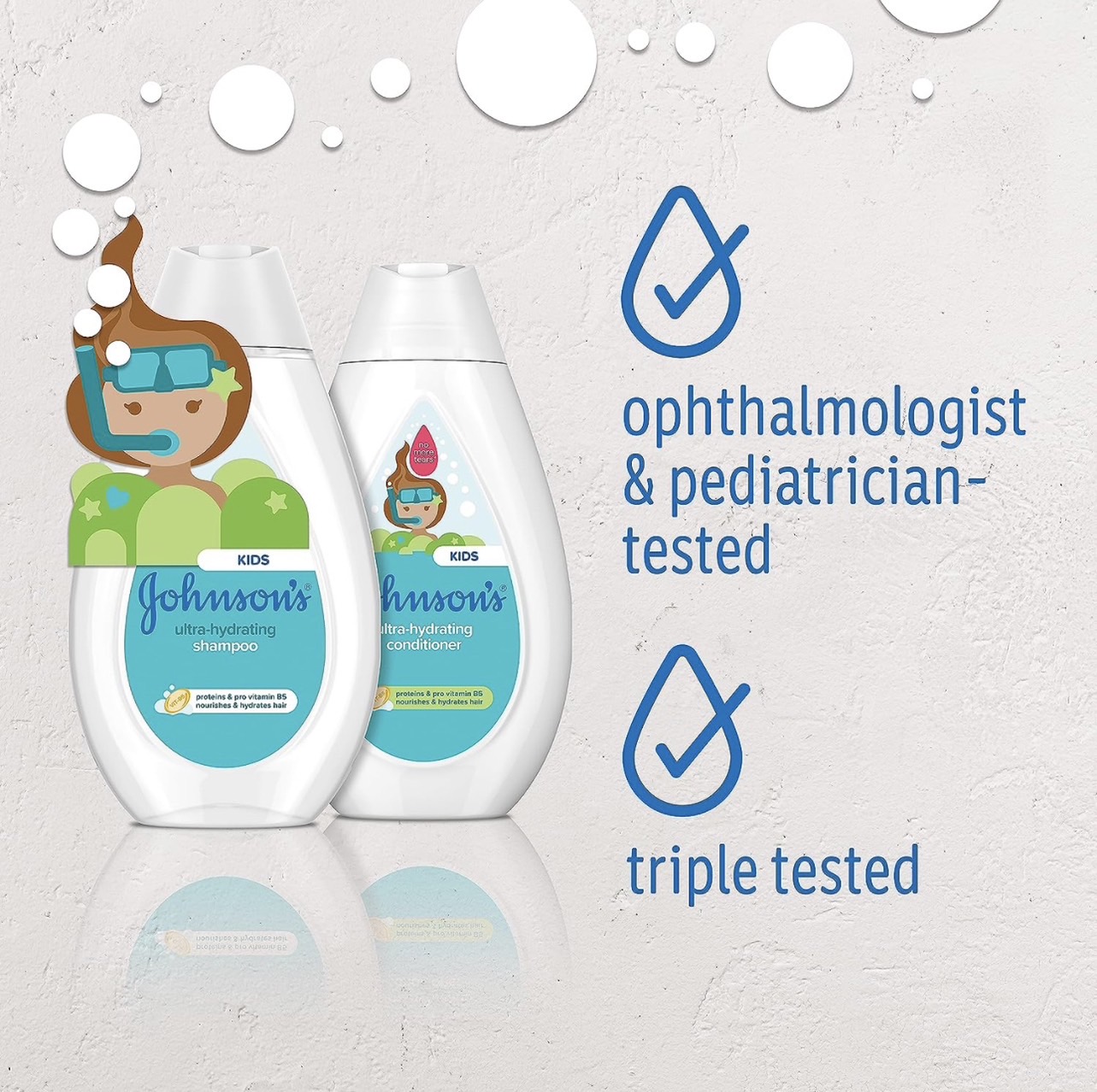 Made in 🇺🇸 แชมพูและครีมนวดผมเด็ก สูตรบำรุงล้ำลึก Johnson's Ultra-Hydrating Tear-Free Kids' Shampoo & Conditioner for Toddler's Hair, 13.6 fl. oz ราคา 450 บาท