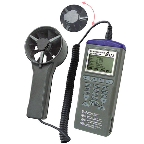 AZ รุ่น9671เครื่องวัดและบันทึกความเร็วลม, ปริมาณลม,ความชื้นสัมพัทธ์,อุณหภูมิ,จุดน้ำค้างแข็งAir Flow Data Logger,Meas.range:-20～70℃(-4℉～158℉)