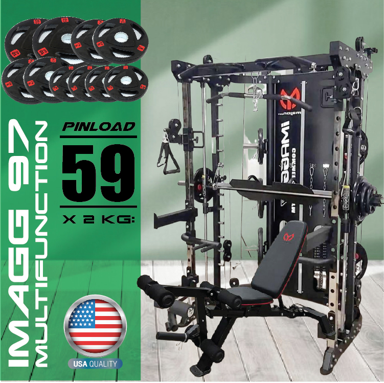 Smith Machine IMAGG 97 + ม้านั่ง819A + แผ่นน้ำหนัก50kg, สมิทแมชชีน