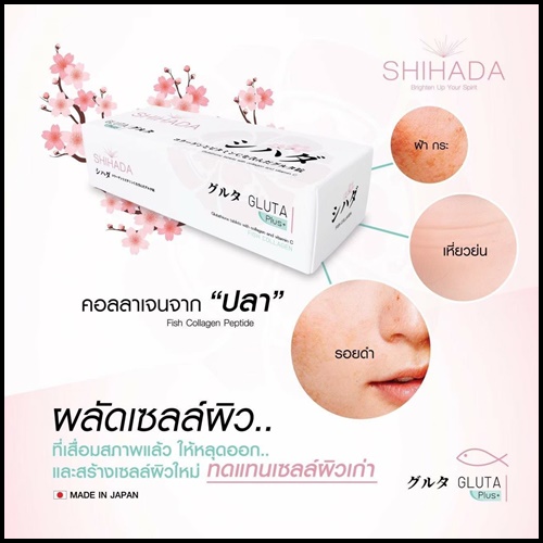 กลูต้าชิฮาดะพลัส Shihada Plus สูตรใหม่ คอลลาเจนจากปลา