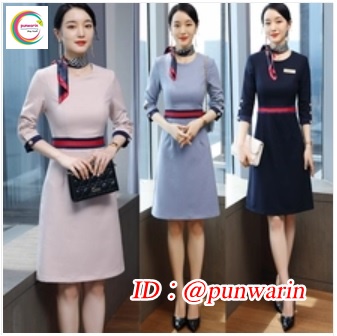 ชุดพนักงานคลินิคชุดพนักงานเครื่องสำอางค์ชุดยูนิฟอร์มพนักงานต้อนรับ เทา ชมพู ฟ้า S-5XL T6404002 ชุด