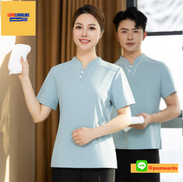 ชุดพนักงานทำความสะอาด เสื้่อแม่บ้าน ชุดพนังานโรงแรม ฟ้า L-5XL SKU-04232 ตัว