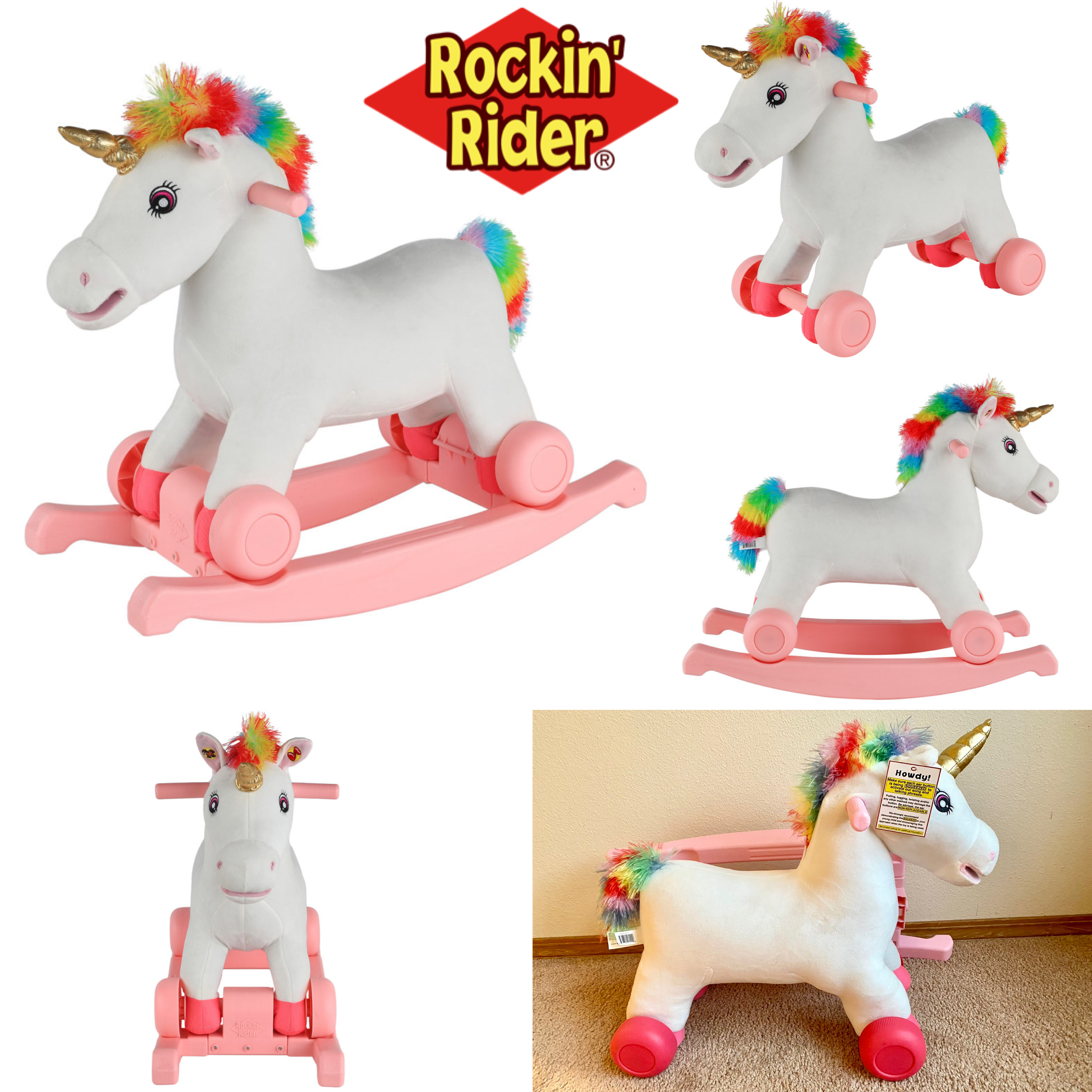 ม้าโยก ขาไถเด็ก ยูนิคอร์น ขยับปากร้องเพลงพูดได้ Rockin' Rider Celeste 2-in-1 Unicorn ราคา 3,190 - บาท