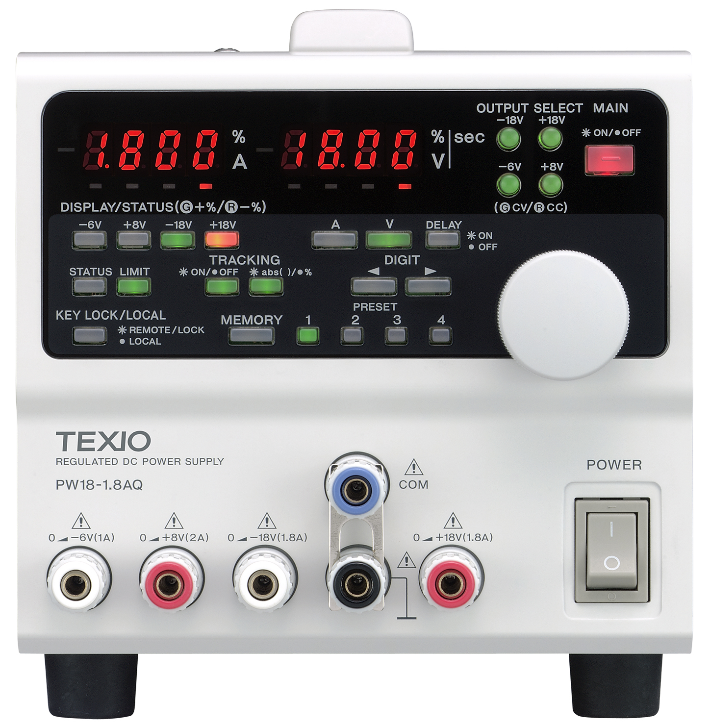 Texio รุ่น PW8-3AQP เครื่องจ่ายไฟกระแสตรงปรับค่าได้แบบ4เอาต์พุตMulti-output DC regulated power supply/Output(0～8Volt/0～3Amp)