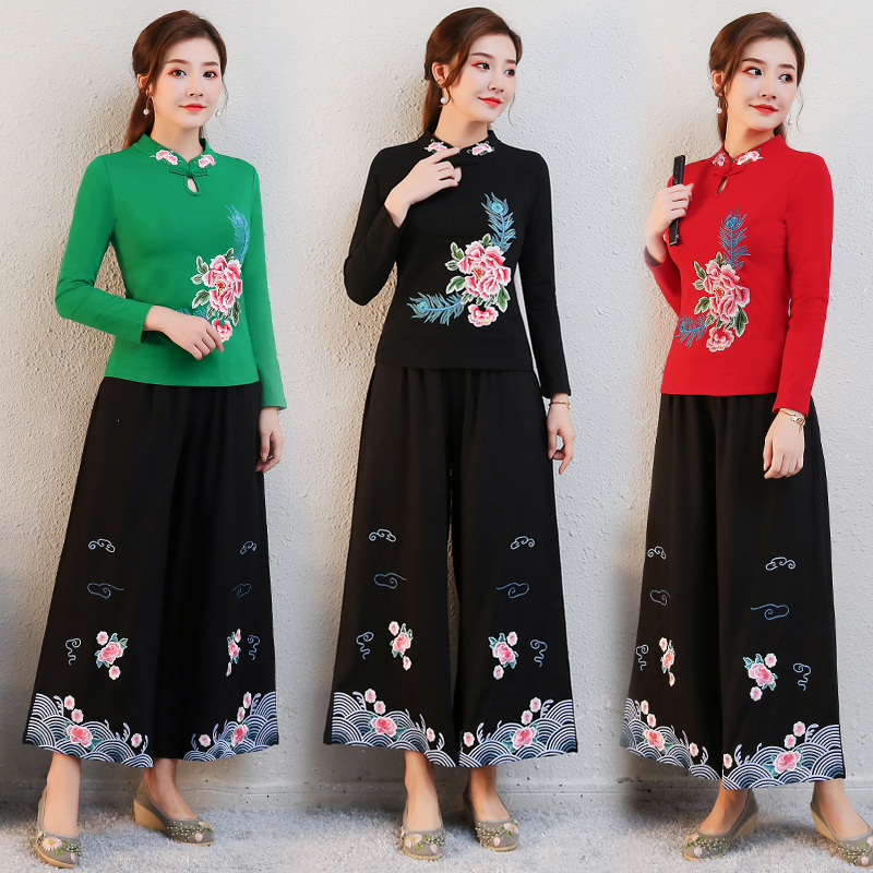 เสื้อยืดเกาหลี แขนยาว งานโมฮีเมียนชาติพันธ์ สำหรับผู้หญิงวัยกลางคน UM6209003 ตัว