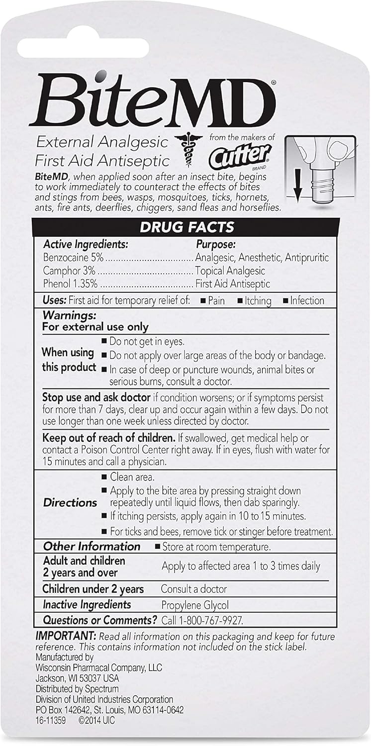 NEW นำเข้า🇺🇸 Cutter BiteMD Insect Bite Relief Stick - แท่งบรรเทาอาการแมลงกัดต่อย 0.5 ออนซ์ (แพ็คละ 1 แท่ง) ราคา 390 บาท