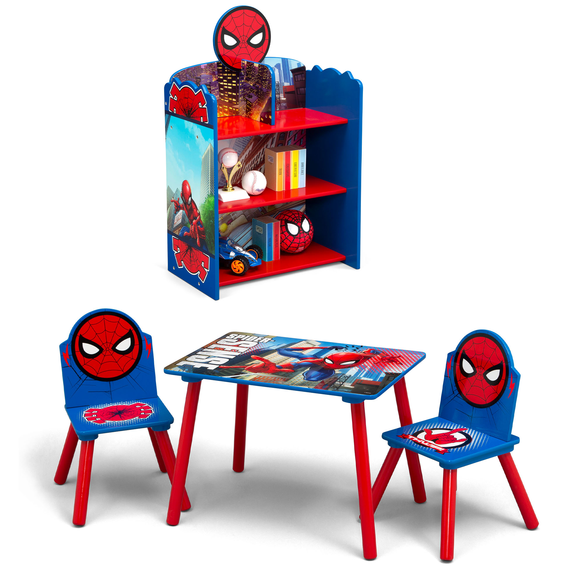 ชุดห้องเด็กลายการ์ตูนตัวโปรด Playroom Set Includes Table and 2 Chair Set and 3-Shelf Playhouse Bookcase ราคา 3,990 บาท