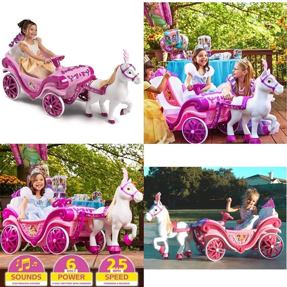 พร้อมส่ง!! รถม้า เจ้าหญิงดิสนี่ย์ แบตเตอรี่ Disney Princess Royal Horse and Carriage Girls 6V Battery-Powered Ride-On ราคา 15,900 บาท ลิขสิทธิ์แท้นำเข้าอเมริกาคะ