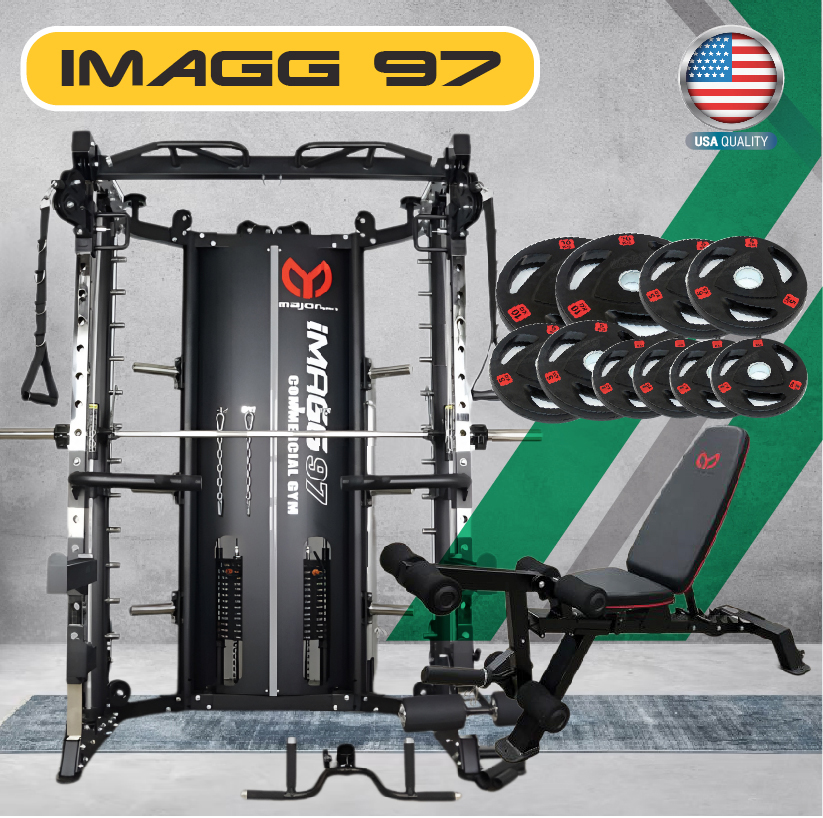 Smith Machine IMAGG 97 + ม้านั่ง819A + แผ่นน้ำหนัก50kg, สมิทแมชชีน