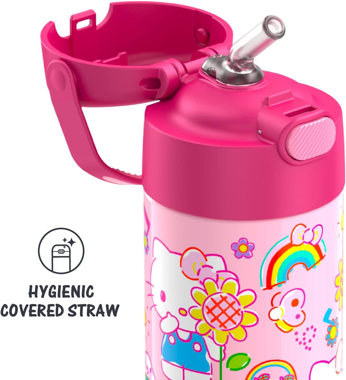 THERMOS FUNTAINER 12 Ounce Stainless Steel Vacuum Insulated Kids Straw Bottle, Hello Kitty ราคา 990 - บาท
