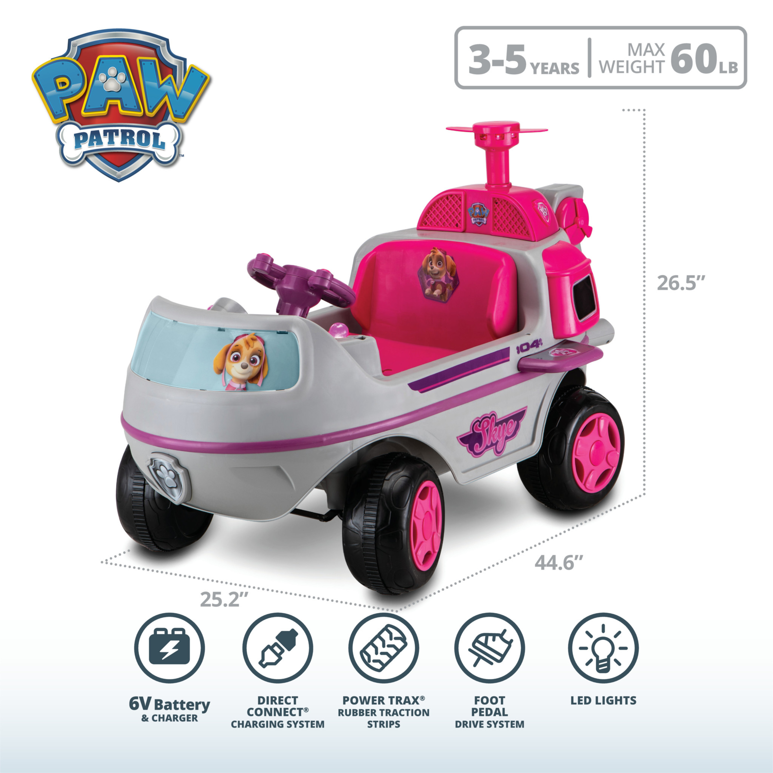 รถแบต เฮลิคอปเตอร์ Nickelodeon’s PAW Patrol: Skye Helicopter, 6-Volt Ride-On Toy by Kid Trax