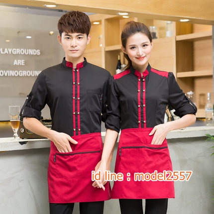 F6107009 เสื้อพนักงานต้อนรับ เสื้อพนักงานเสริฟเสื้อพนักงานโรงแรม เสื้อพนักงานร้านอาหาร เสื้อพนักงานร้านกาแฟ เสื้อพนักงานซุปเปอร์มาร์เก็ต แดง ดำ L,XL,XXL,3XL 4XL F6107009 ตัว