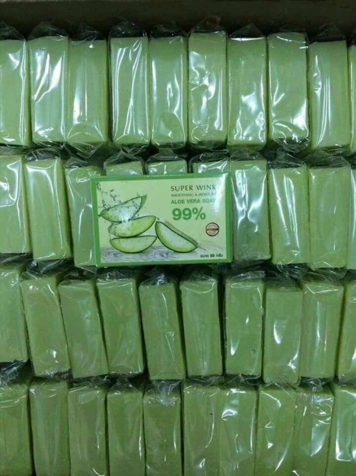 สบู่ว่านหางจระเข้ (Super Wink Soothing & Moisture ALOE VERA Soap)