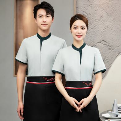 เสื้อฟอร์มพนักงานร้านอาหารกาแฟโรงแรม แขนสั้น แดง น้ำเงิน เขียว L-4XL F6705020 เสื้อ ** ขั้นต่ำ 2 ตัว