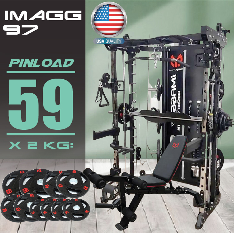Smith Machine IMAGG 97 + ม้านั่ง819A + แผ่นน้ำหนัก50kg, สมิทแมชชีน