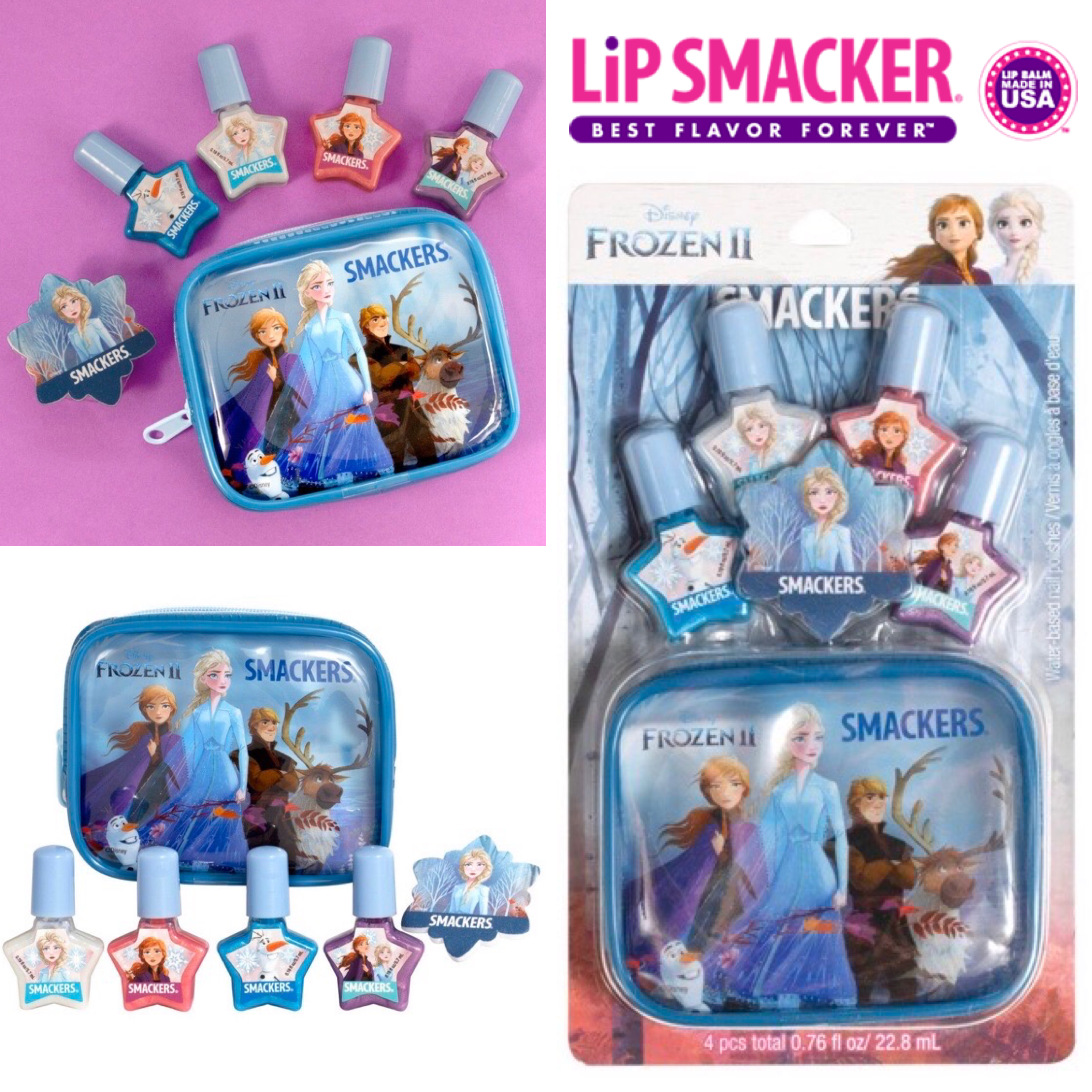 ของแท้ 💯 Lip Smacker Frozen 2 Nail Polish Set ยาทาเล็บเด็กลอกออกได้ที่มาพร้อมกระเป๋าลาย โฟเซ่น 2