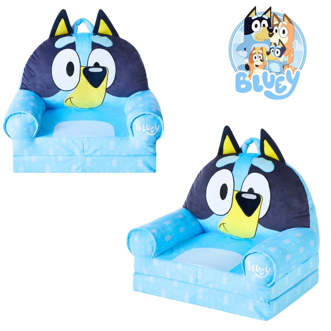 นำเข้า 🇺🇸 ✨เก้าอี้เด็ก Bluey 2-in-1 Polyester Flip Out Chair สีฟ้า ขนาดประมาณ 19 นิ้ว ราคา 3,390 บาท