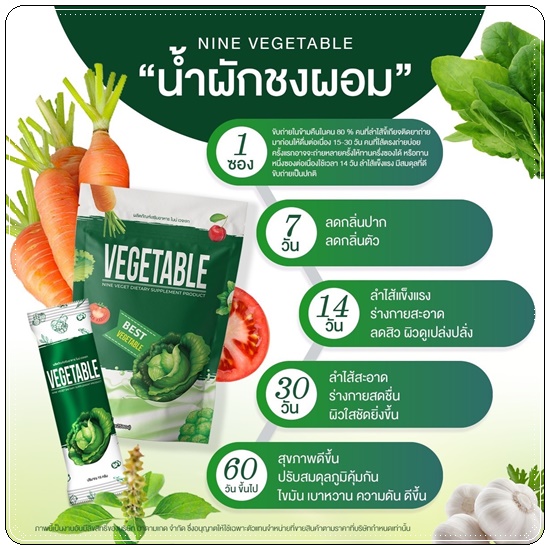 น้ำผักชงผอม Nine Vegetable น้ำผักไนน์เวทเจท ดีท็อกซ์