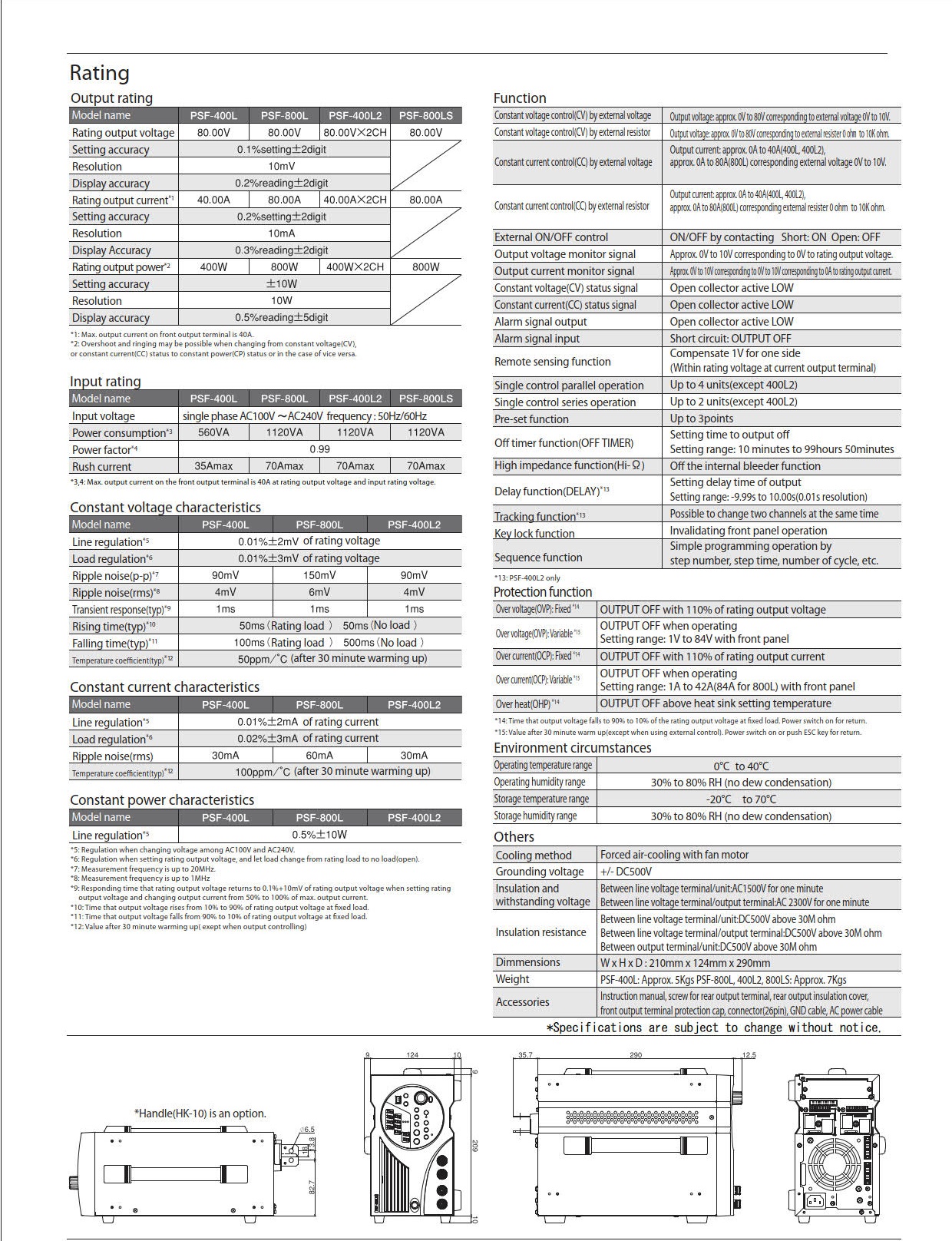 Texio รุ่น PSF-400L2 เครื่องจ่ายไฟฟ้ากระเเสตรง,Flexible DC stabilized power supply/Output 0V～80V,0A～40A,Consumption:1120VA