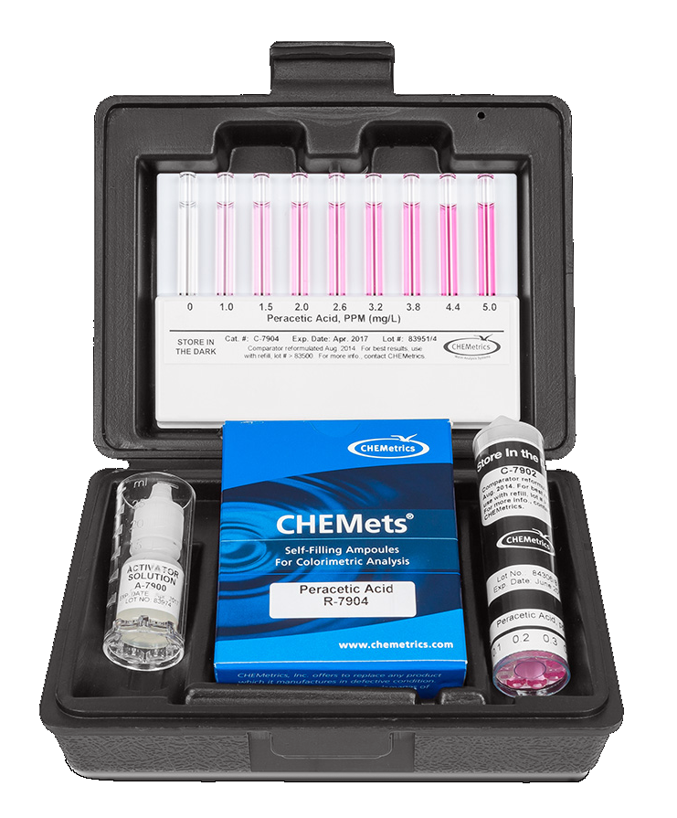 CHEMets รหัสสินค้าK-7904ชุดทดสอบคุณภาพน้ำค่ากรดเปอร์อะซิติก,Peracetic Acid Visual Kit,Meas.range:0～1&0～5ppm