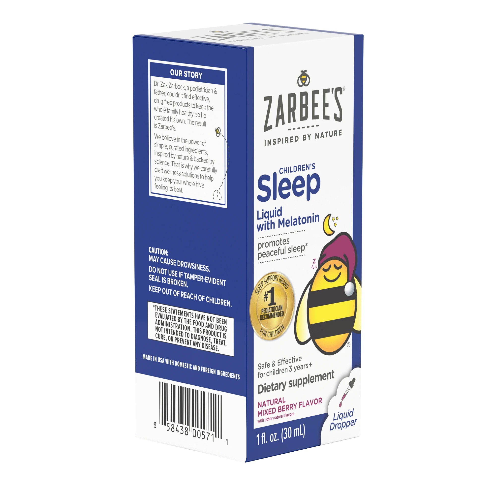 เมลาโทนินสูตรพิเศษชนิดน้ำ สำหรับเด็ก Zarbee's Naturals Children's Sleep Liquid with Melatonin Natural Berry Flavor 1 oz