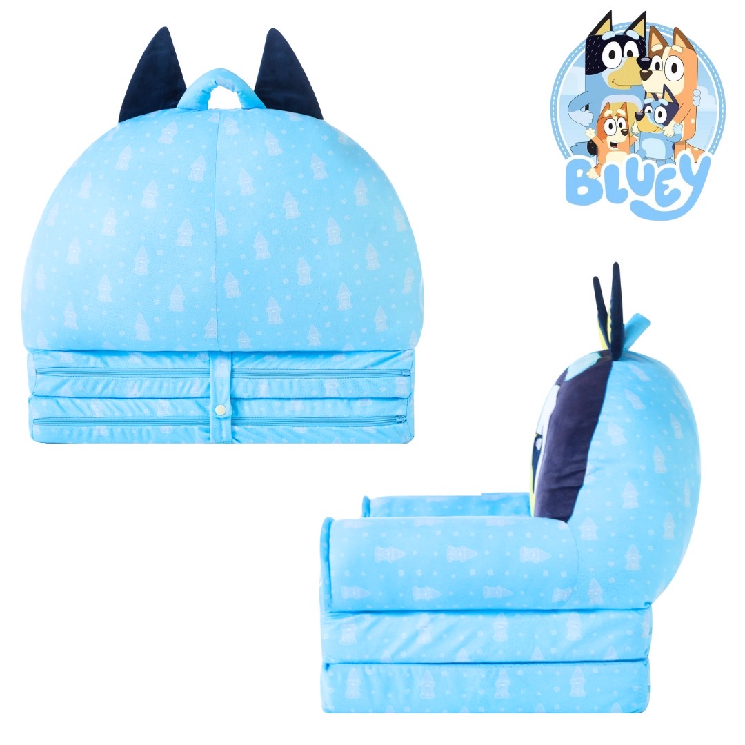 นำเข้า 🇺🇸 ✨เก้าอี้เด็ก Bluey 2-in-1 Polyester Flip Out Chair สีฟ้า ขนาดประมาณ 19 นิ้ว ราคา 3,390 บาท