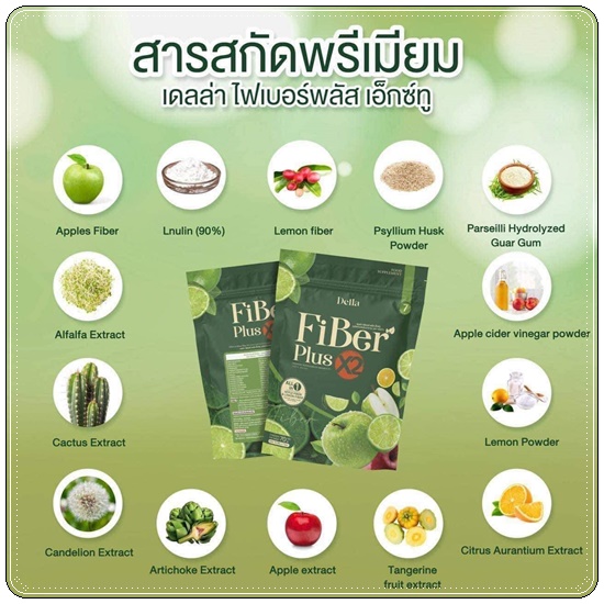 เดลล่า ไฟเบอร์ พลัส เอ็กซ์ทู Della Fiber Plus X2 ไฟเบอร์ซ้อฝัน (1แถม1)