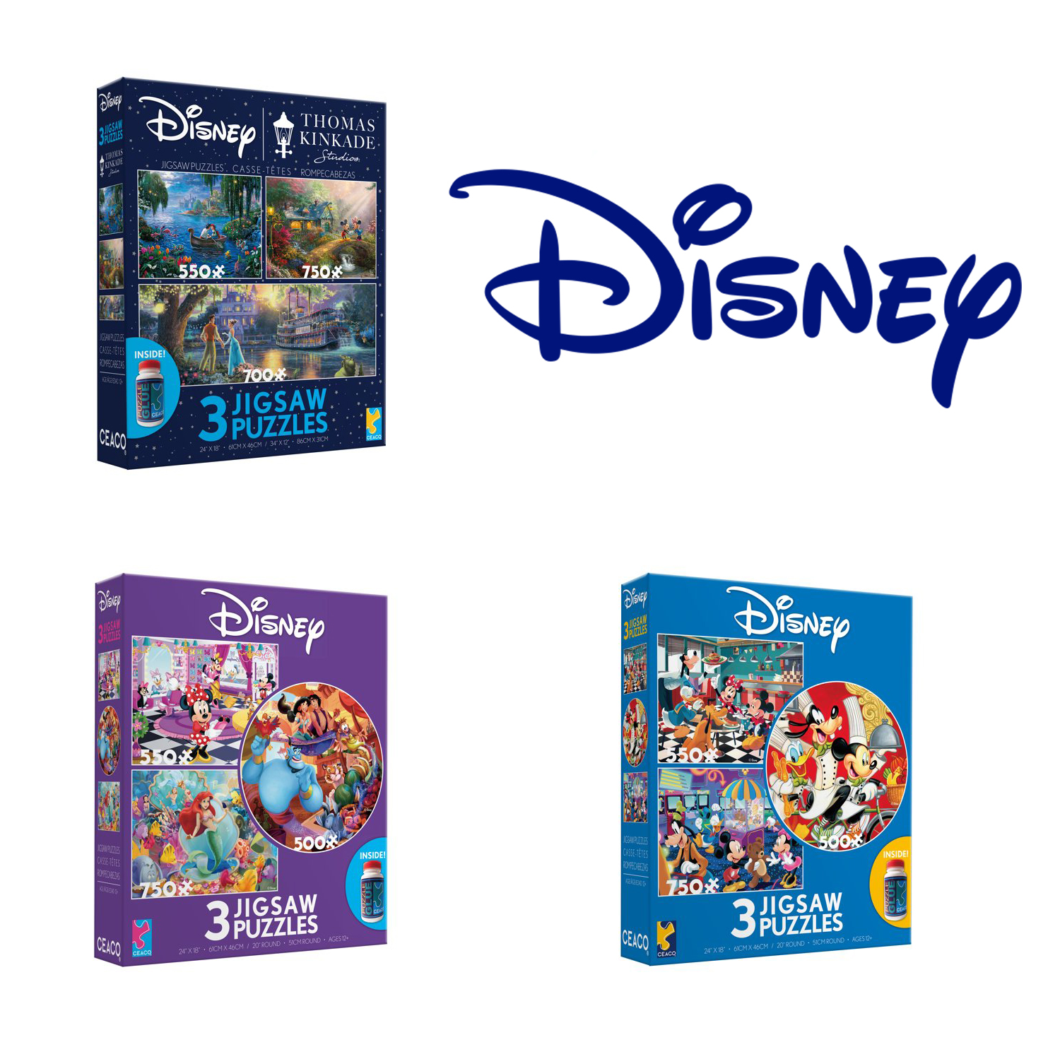 จิ๊กซอว์ Ceaco 3 In 1 – Disney Puzzles - Minnie Mouse, Little Mermaid, Aladdin ราคา 700 บาท