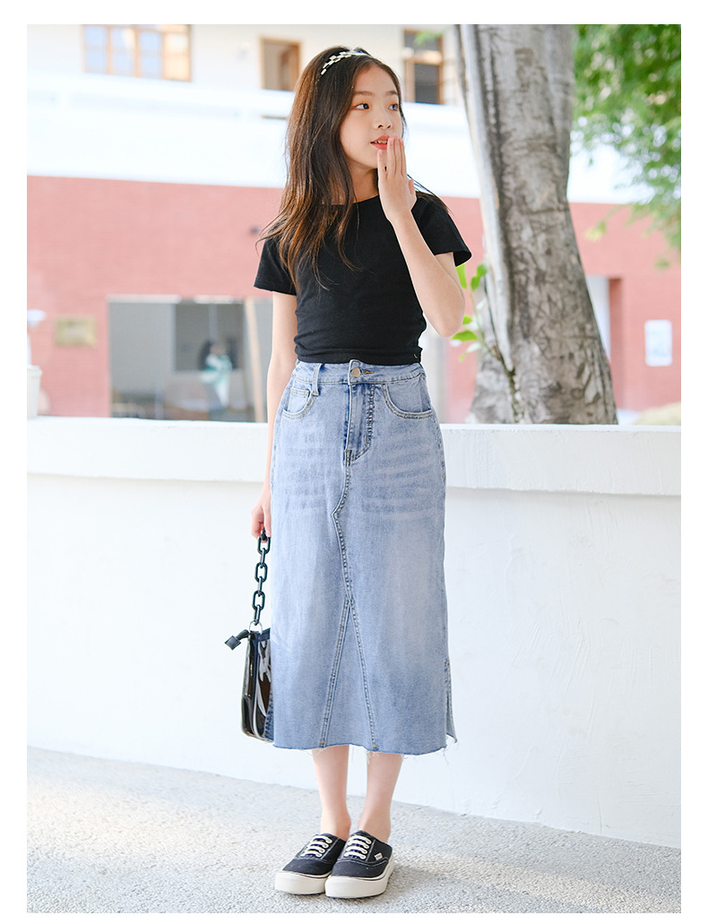 ชุดเซ็ตกระโปรงยีนส์พรีเมี่ยม+เสื้อยืดสีดำ