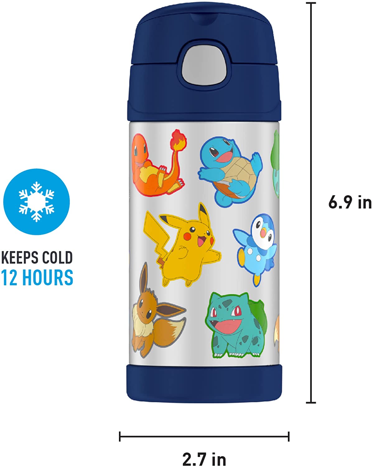 New กระติกน้ำเก็บความเย็น มีหูหิ้ว Pokemon Thermos Vacuum Insulated Stainless Steel 12 Ounce ราคา 990 - บาท