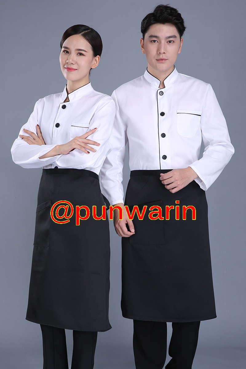 เสื้อเชฟ เสื้อพ่อครัว เสื้อแม่ครัว เสื้อพนักงานทำอาหาร เสื้อกุ๊ก แขนยาว ร้านอาหารญี่ปุ่น สีภาพ M-3XL C6209002 เสื้อตัวเดียว