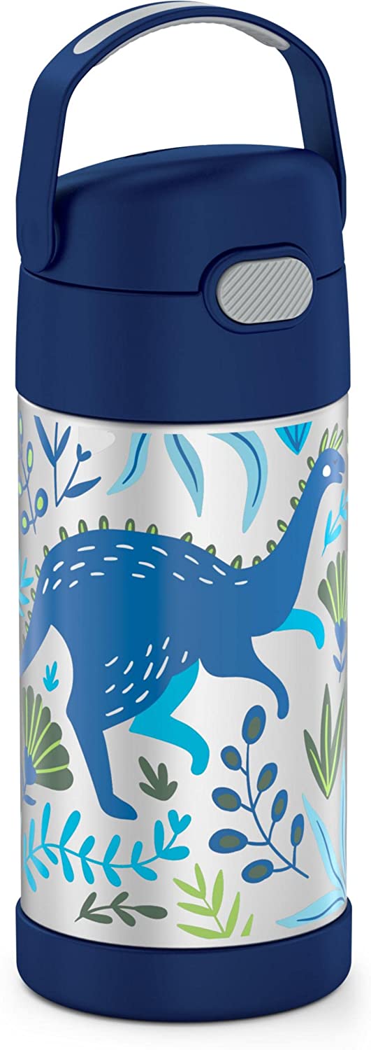 กระติกดูดน้ำแตนเลสหุ้มฉนวนสุญญากาศยี่ห้อ Thermos ของแท้ขนาด 12 ออนซ์ ลาย Dinosaur Kingdom ราคา 990 - บาท